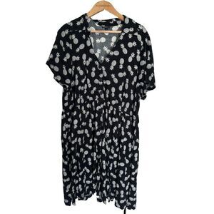 Torrid Black Challis Shirt Pineapple Pockets Mini Dress Women’s 3X